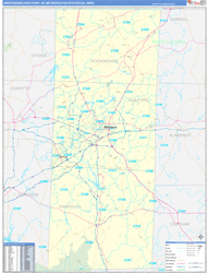 Greensboro-High Point Metro Area Wall Map Basic Style 2024